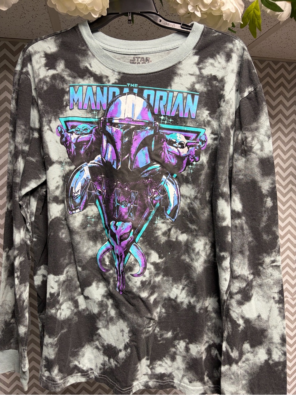 Star Wars Tie-Dye Tee with Purple & Teal Mandalorian Graphic - Picture 2 of 4